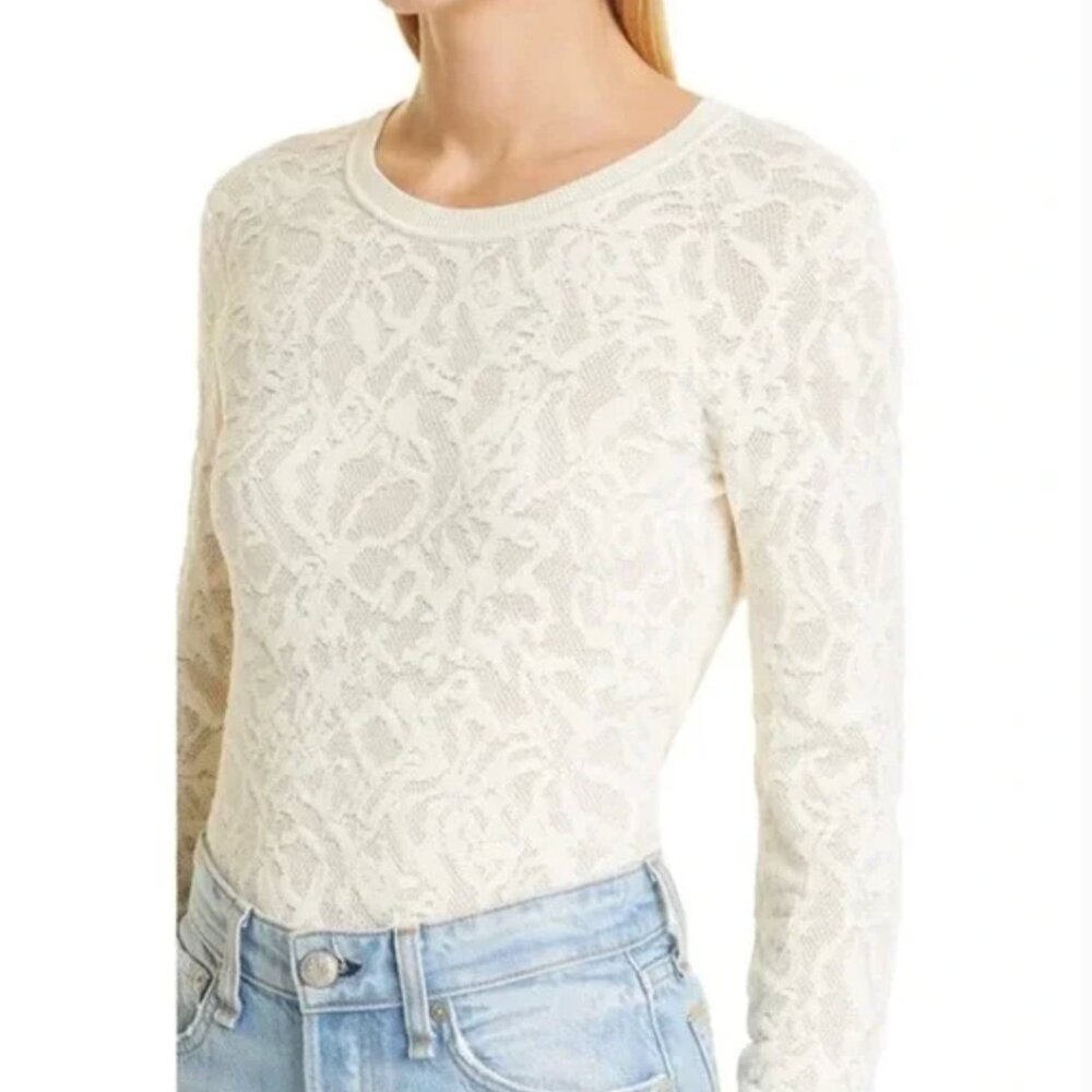rag & bone Cream Lace Long-Sleeve Top